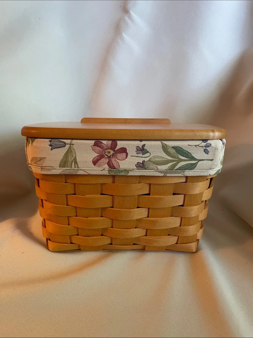 Longaberger Recipe Basket with botanical Liner and recipe cards